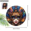 Carnival Mask Theme Round Wooden Sign, Home Wall Craft Decoration, Wooden Holiday Statue Decoration for Home, Office, Party Ideal for Mardi Gras Gifts
