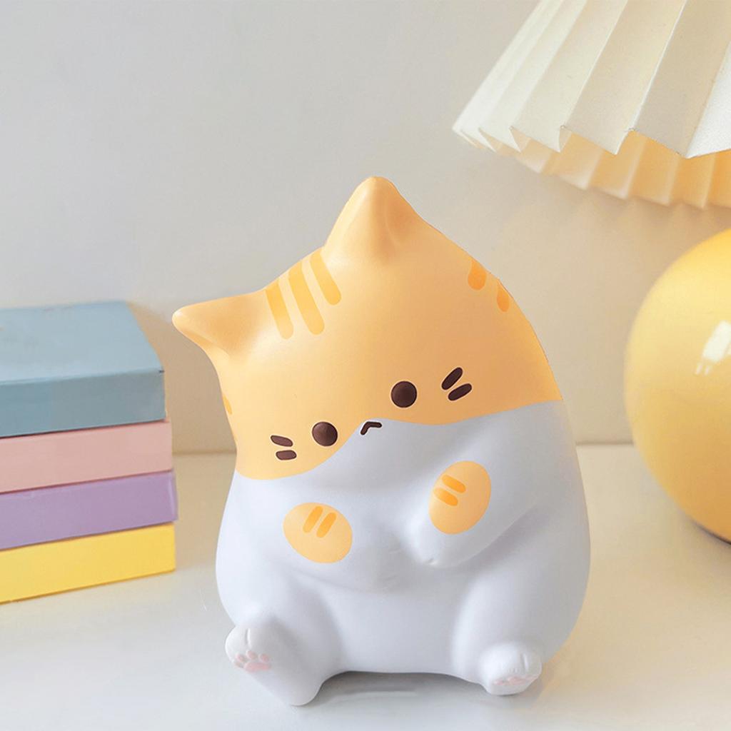 Squeeze Toy Cute Cat Style Safe Soft PU Slow Resilience Decorative Bright Squishes Toy for Family Office Travel Yellow