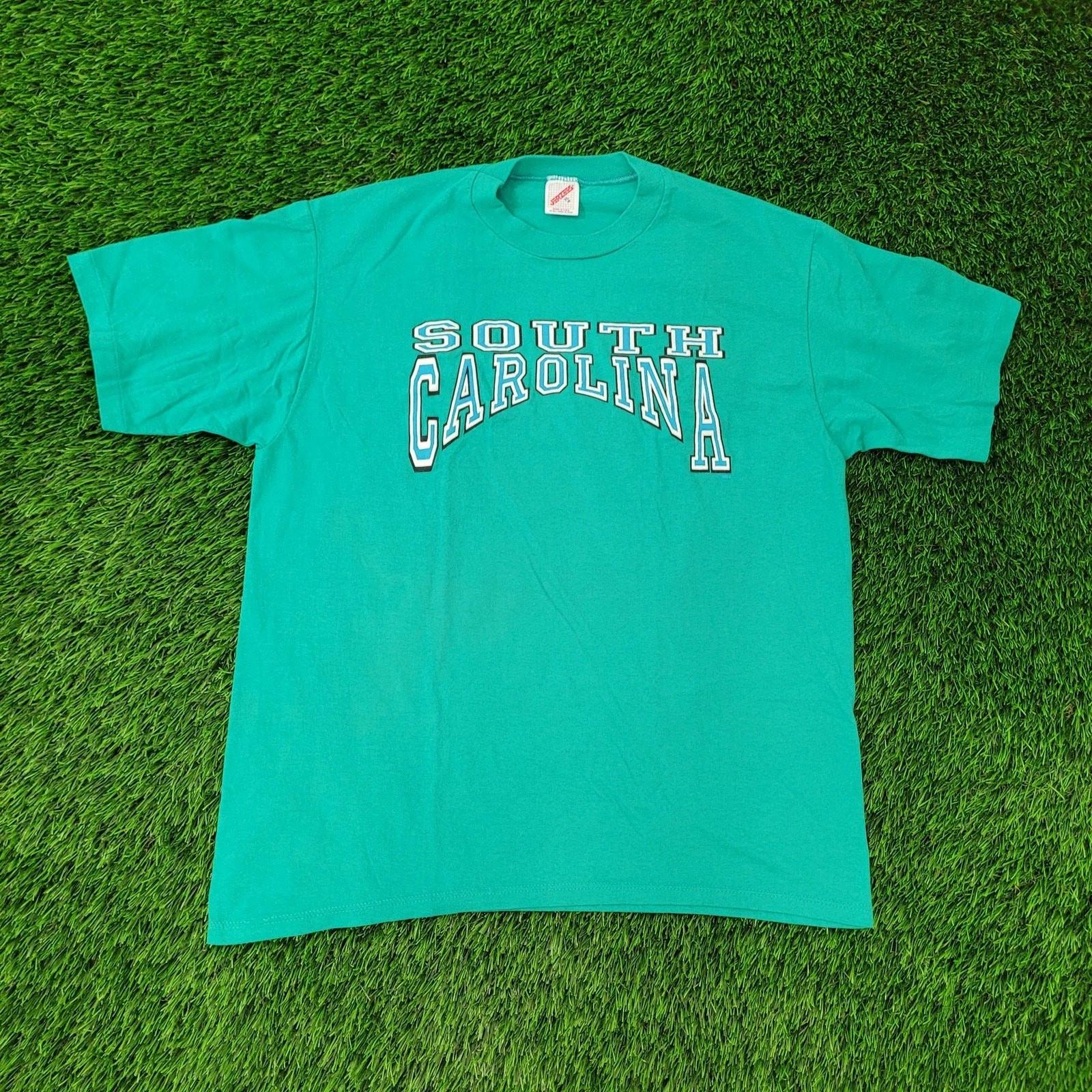 Vintage 80s South-Carolina Shirt Large 21x26 Teal Blue L