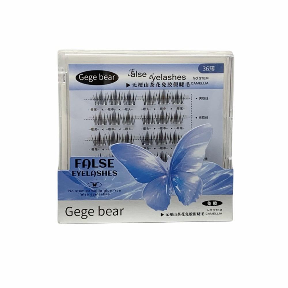 

Cute Adhesive False Eyelashes Extension False Eyelash Clusters Glue Free Fake Lashes Women/Girls Camellia Flower