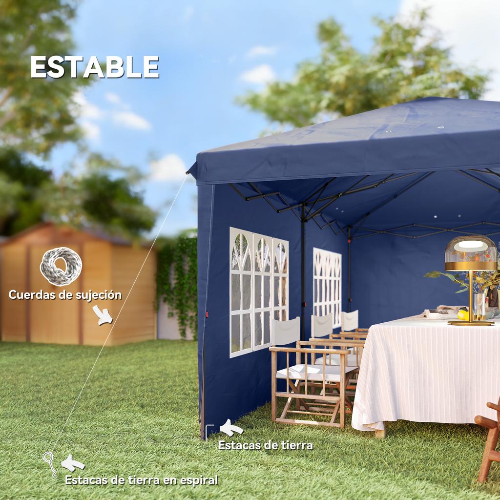 Foldable Marquee 6x3 m Pop-up with 4 Removable Sides Garden Gazebo with 2 Windows and Transport Bag Blue
