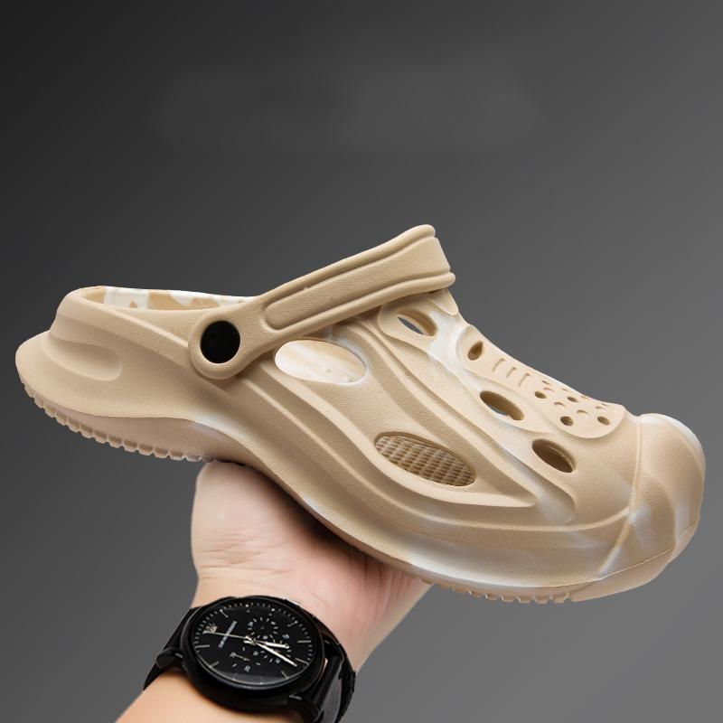 

Модные летние мужские тапочки Массажные шлепанцы Домашние уличные сандалии Пляжная обувь Удобные повседневные мужские тапочки Большой размер 36-37 бежевый