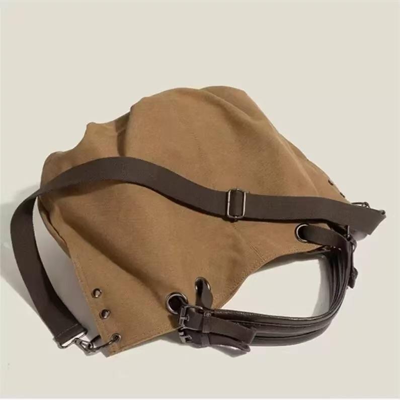 Messenger Bag Canvas Bag Tote Men's and Women's Handbags Commuter Portable Shoulder Large Capacity Multifunctional Casual Retro Bag