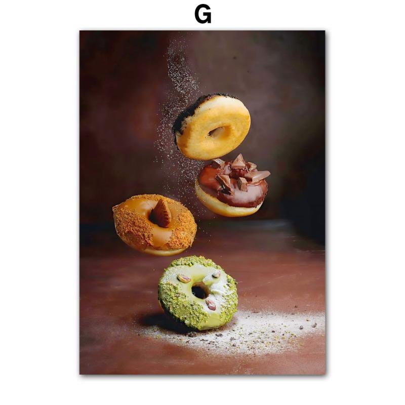 

Modern Bread Macaroon Cake Coffee Poster and Prints Wall Art Canvas Paintings Pictures Cafe Room Home Kitchen Restaurant Decor 21cm×30cm NoFrame