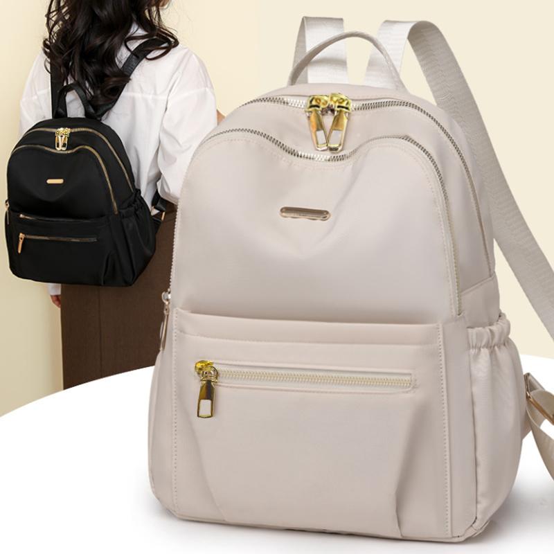 Elegant Simple Women Backpack, Waterproof Nylon Shoulder Bag Suitable for School Outdoor Shopping