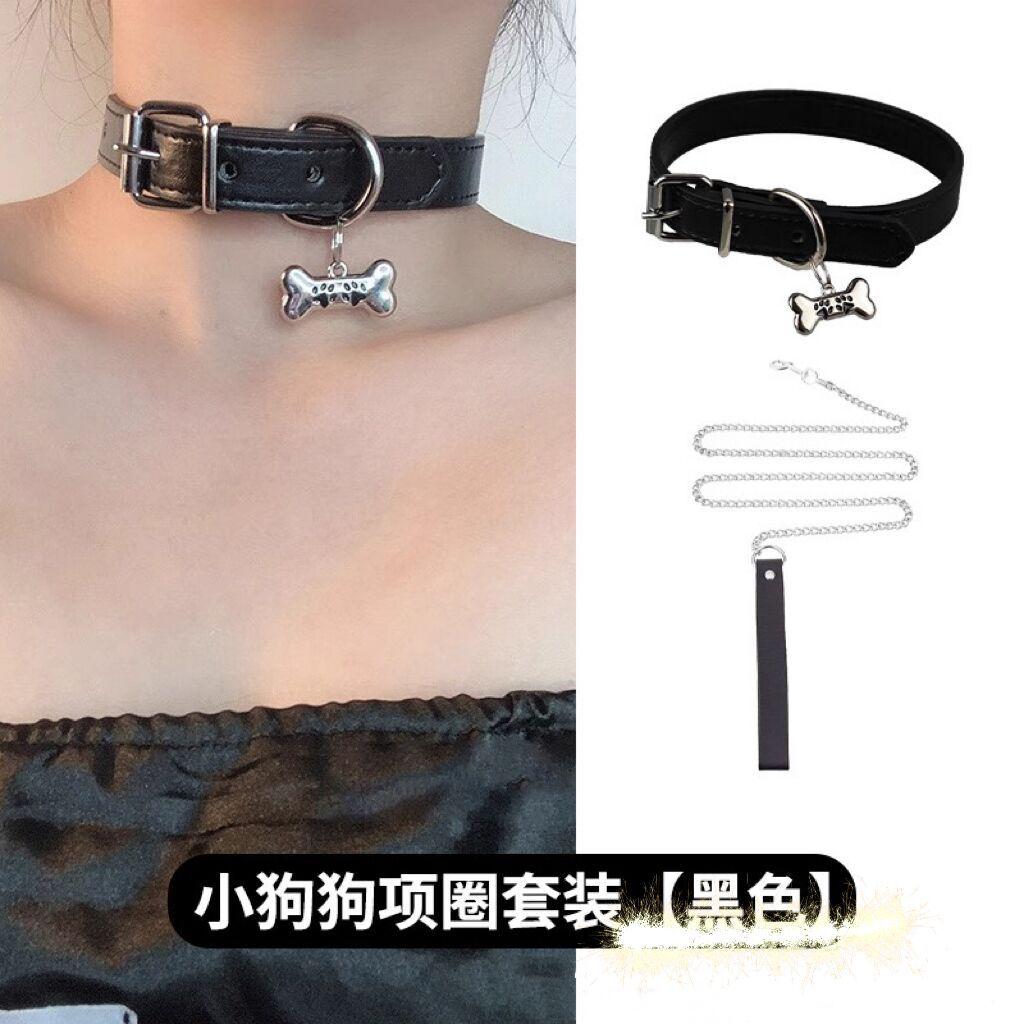 Μαύρο λευκό κόκκαλο σκύλου Y2K Hottie Sweet Cool Δαχτυλίδι λαιμού Choker Αλυσίδα λαιμού γιακά Κολιέ αλυσίδα με κολάρο Γυναικείο Cool