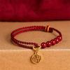 Handgewebtes Seil-Imitat Zinnober FU Anhänger Armband für Damen Glücksbringer Roter Chinesischer Knoten Handgeflochtenes Armband Schmuck Geschenk