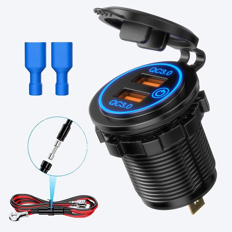 Dual Port PD Fast Car & Motorcycle Charger Adapter 12-24V