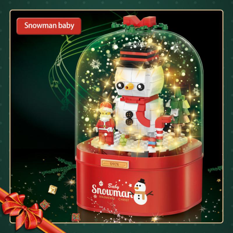 Christmas Decoration Music Box Merry Christmas Music Theme Floating Snow Light Santa Claus Snowman Music Box Xmas Birthday Gift