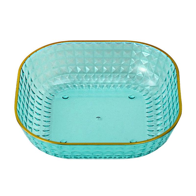 Elegant Gold-Edged Plastic Fruit Plate - Stylish Square Bone Dish for High-End Living Room Decor