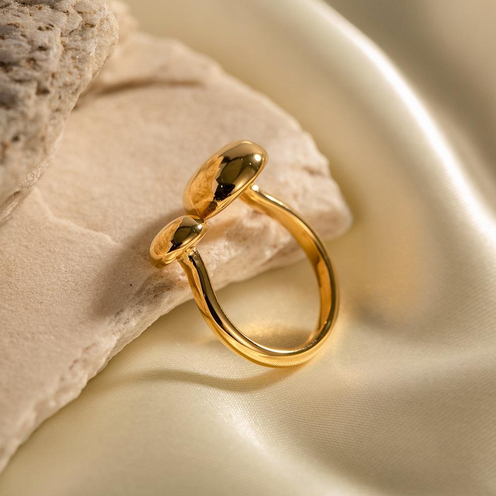 Trendy Ins Wind Cross-border Geometric 18k Gold Stainless Steel Water Drop Ring Durable Stainless Steel Material