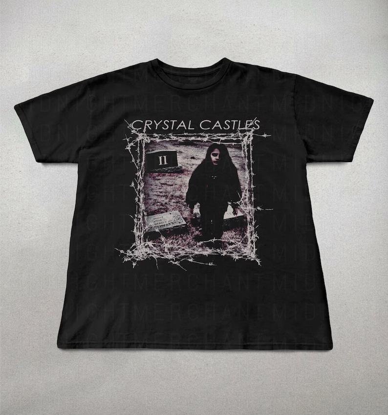 T-shirt Grafica Crystal Castles Stile Grunge Anni '90 Vintage Grunge Punk Cotone Unisex Unisex Harajuku Y2k Streetwear Top