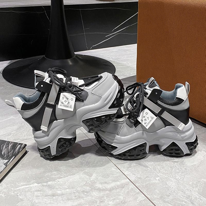Fashion 10CM Women's Breathable Mesh Platform Shoes Outdoor Increase Height Chunky Sneakers for Women Casual Walking Shoes Women's Tenis
