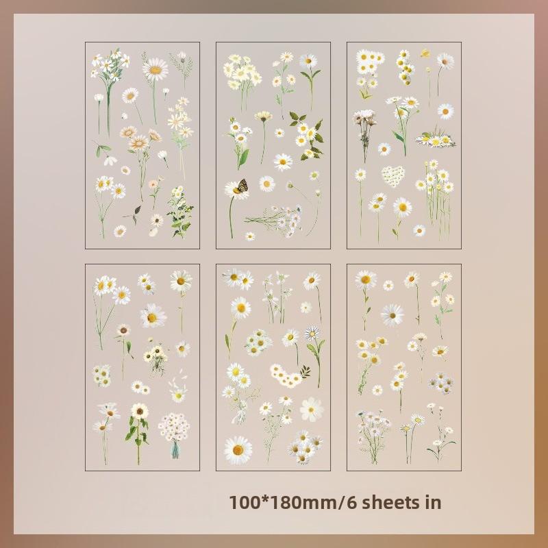 

Natural Series PVC Journal Sticker Pack Vintage Plant Flower Pattern Decorative Paper for Diary Scrapbook DIY Craft Supplies
