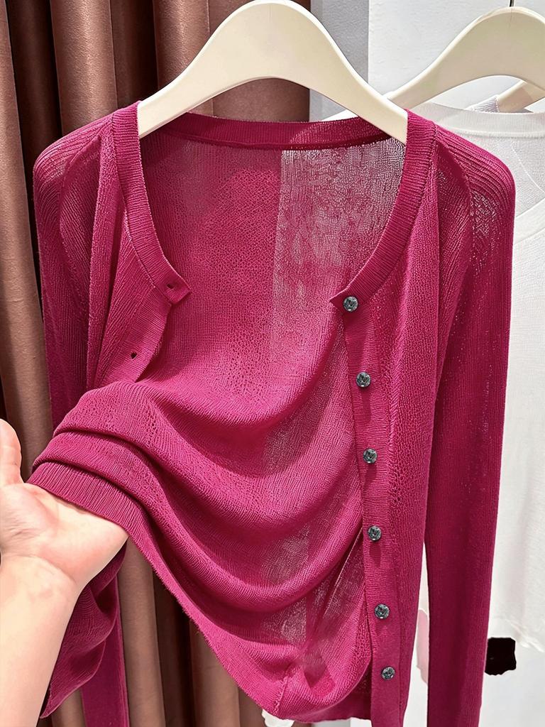 Women's Plus Size Crew Neck Cardigan