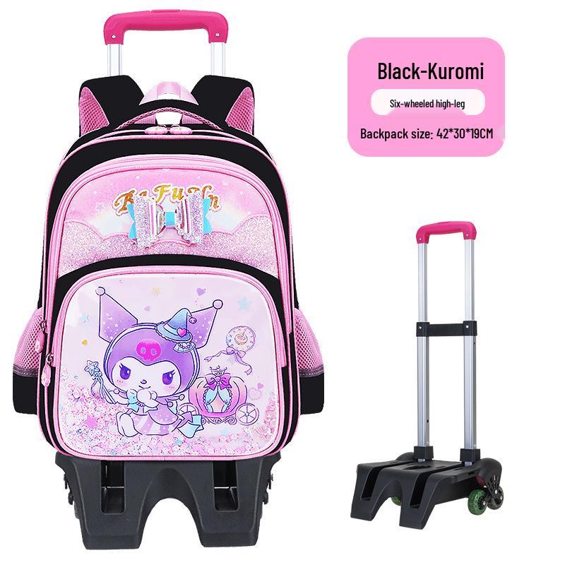 Lightweight Trolley Schoolbag for Primary School Girls - Large Capacity Backpack for Grades 1-6