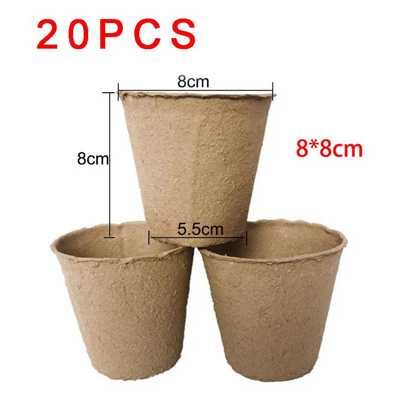 

Бумага для рассады Горшок для выращивания растений Стаканчик для рассады Поддон для рассады Пускатель для цветов Трава Биоразлагаемые Экологичные Садовые Инструменты 8cm 20pcs