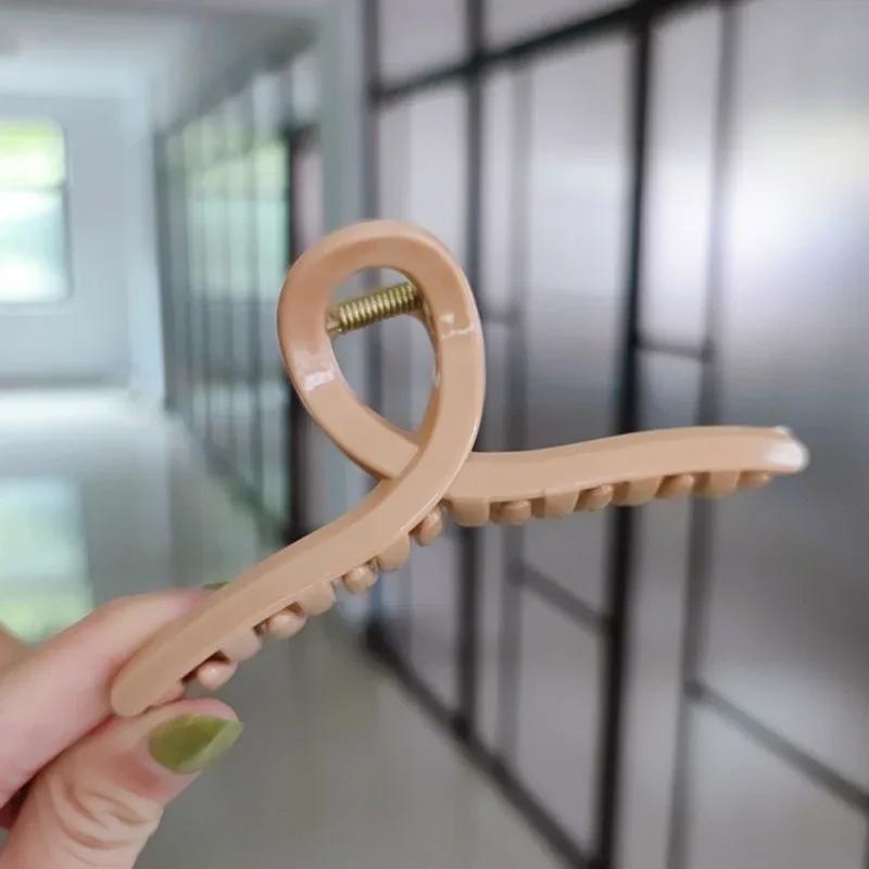 Korean Simple Solid Color Hair Claw For Women Crab Clip Fashion Acrylic Cross Big Hairpins Girls Accessories