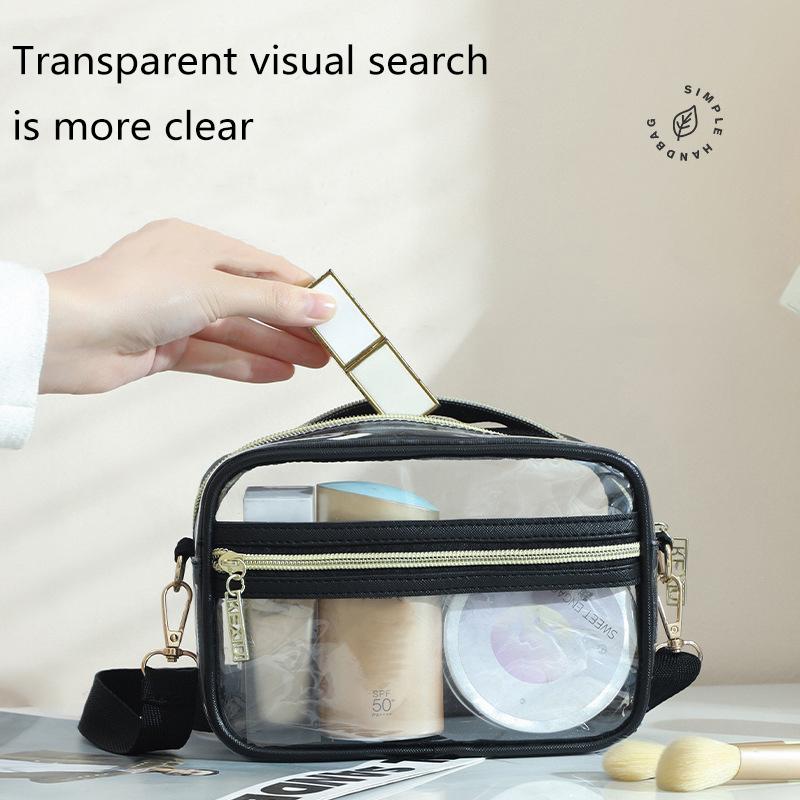 1Pc Mini Solid Color Transparent Pvc Portable Waterproof Shoulder Bag Suitable For Girls, White-Collar Outdoor Travel Shopping