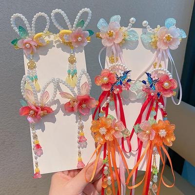 Mid-Autumn Festival Rabbit Hanfu Hair Clip – Ancient Style Fairy Bowknot Headdress for Children