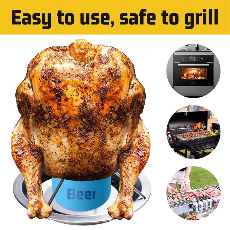 New High Quality Chicken Duck Holder Rack Grill Stand Roasting for BBQ Rib Non Stick Carbon Steel BBQ Grills Chicken Plate