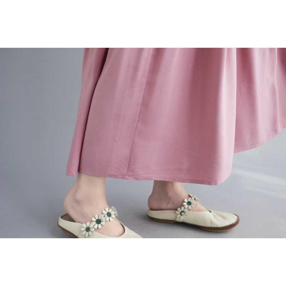 Solid Color Drawstring Casual Loose Sleeveless Dress