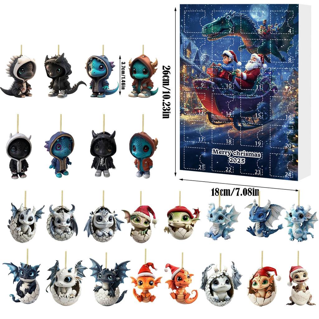 Christmas Countdown Blind Box Mini Acrylic Dragon Baby Hanging Decor For Holiday Gift Giving