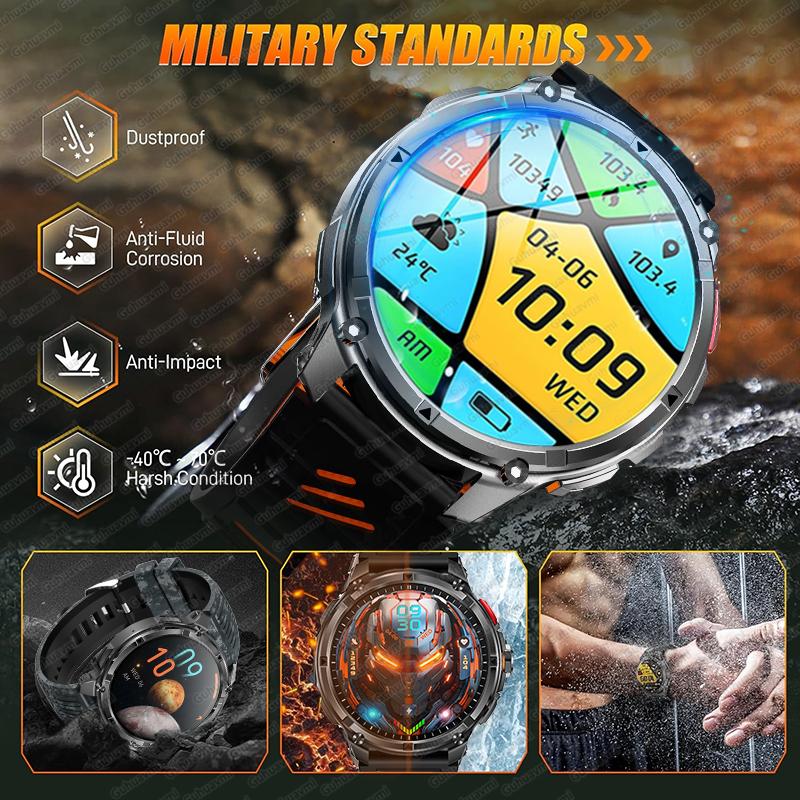 2026 Neue 1100 Ultra-Lange Akkulaufzeit Smartwatch Herren Militärisches GPS-Kompass Herzfrequenz Bluetooth-Anruf 10ATM Wasserdicht HD Smartwatch