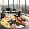 Huntrix (222) Round Office Rug Decorative Floor Rug for Office Bedroom Living Room and Home Space