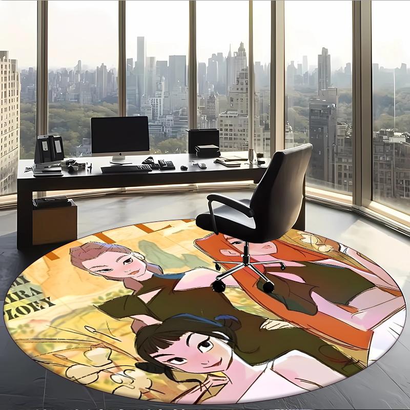 Huntrix (222) Round Office Rug Decorative Floor Rug for Office Bedroom Living Room and Home Space