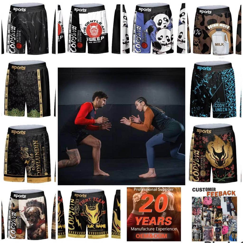 MMA Muay Thai Kickboxing Boxing Shorts Elastic Waist  Unisex Men Women Print Fight UFC Martial Art Fitness Gym Training Sport Workout