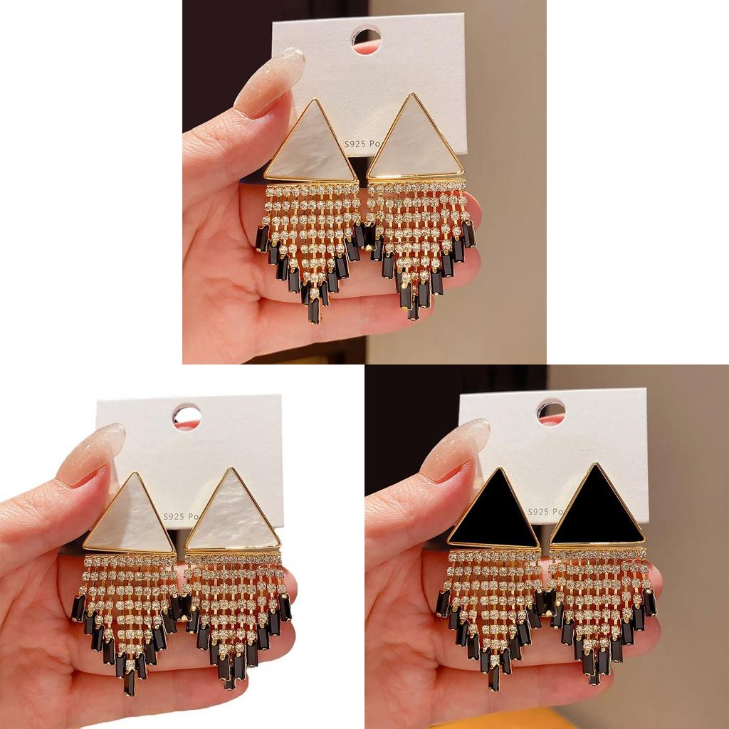 Modern Resin Triangle Dangle Earrings With Zirconia For Fashionable Women Office Wear