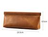 Spring-Loaded Crazy Horse Cowhide Pencil Case & Coin Purse - Multi-Functional Stationery Bag