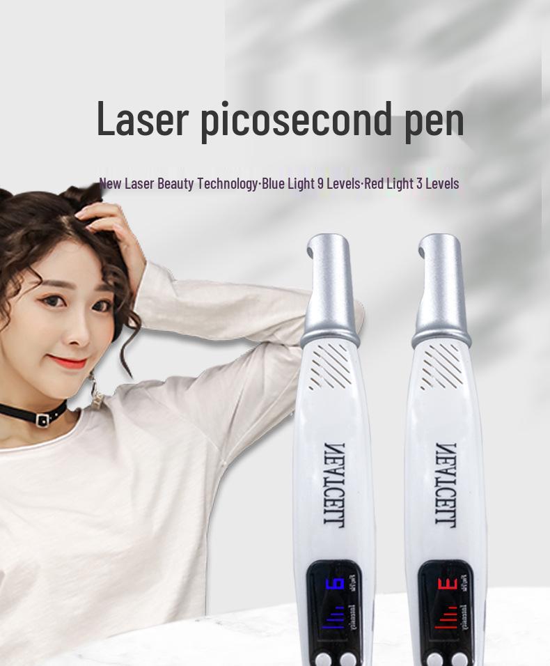 Compact Picosecond Laser Pen: Portable Red & Blue Light Tattoo & Spot Remover for Home Beauty Use.