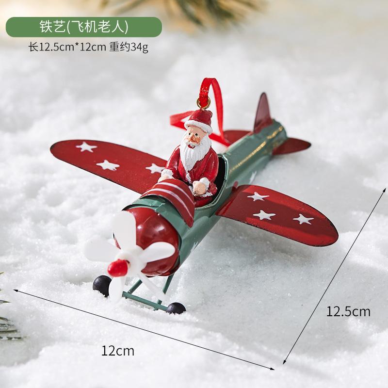 2024 New Christmas Iron Decoration Small Mailbox Santa Claus Elk Pendant Holiday Snowman Ornament Christmas Hot Air Balloon
