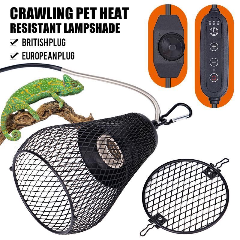 Reptile Heat Lamp Shade Pet Heater Guard Timeable Heat Lamp Anti-Scalding Preservation Infrared Ceramic Heat Lamp Lizard Turtle