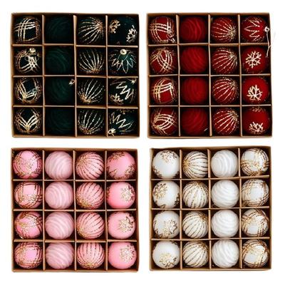 Set of 16 Stylish Christmas Tree Baubles Pendant Colorful Christmas Holidays Decorations Festival Tree Embellishments