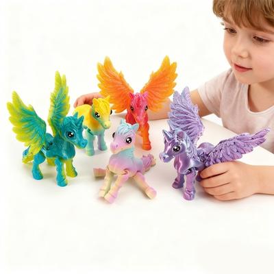 3D Printed Horse Winged Unicorn Toy Flexible Ornament Articulated Horse Animal Fidget Toy with Movable