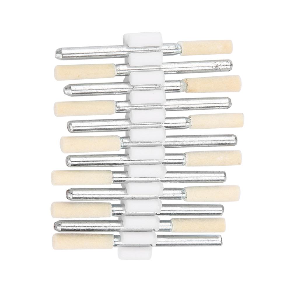 12pcs Cylindrical Wool Grinding Polishing Head Buffing Wheel 3mm Shank for Rotary Tool (3mm)