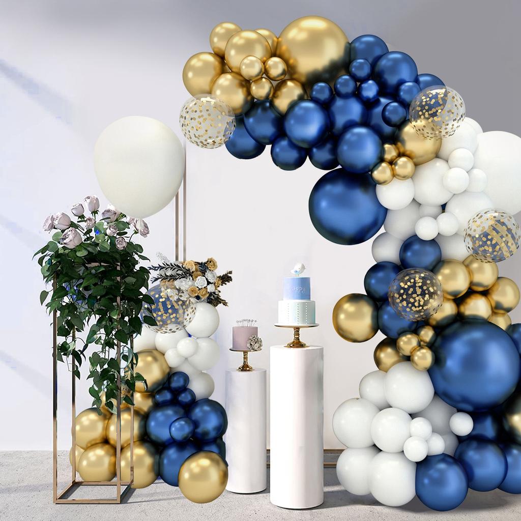 Marineblau Gold Macaron Ballon Girlande Bogen Set Hochzeit Geburtstagsfeier Deko Konfetti Latexballons für Kinder Babyparty Deko