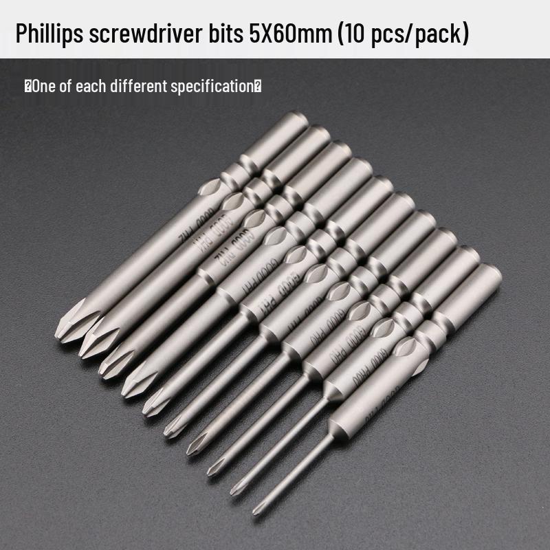 GOOD801 Electric Phillips Head Screwdriver Bit, 5mm Shank, 3mm Magnetic, 60mm Length