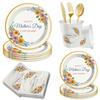 Mother'S Day Flower Theme Party Set Disposable Paper Plate Paper Cup Paper Towel Tableware Tablecloth Party Decoration