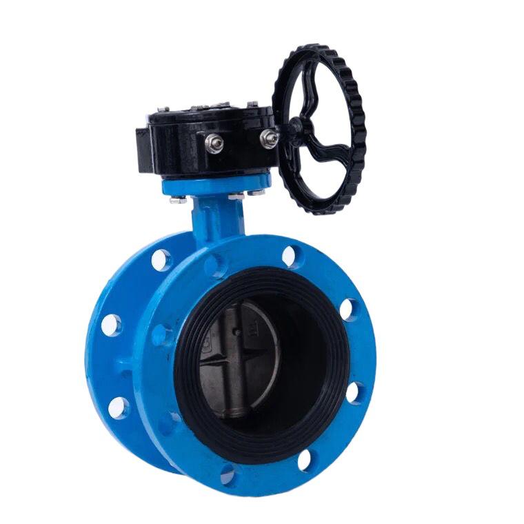 DN50 Cast Iron Soft Seal Flanged Butterfly Valve with Turbine Worm Gear