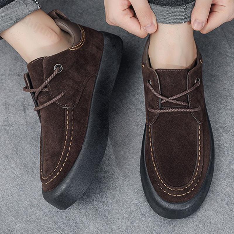 Men's Casual Flats Spring Autumn Cross Tied Outdoor Non Slip Work Shoes Comfortable Vintage Height Increase Fashion Board Shoes