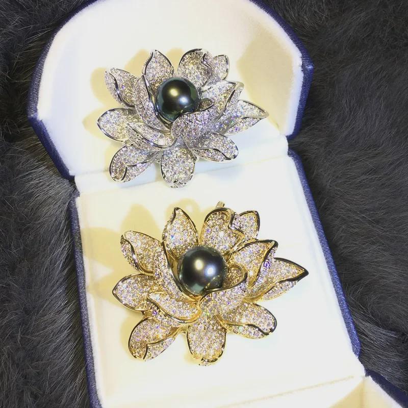 DIY Lotus Pearl Brooch Kit: Semi-Finished Corsage Pin with Needle for Women