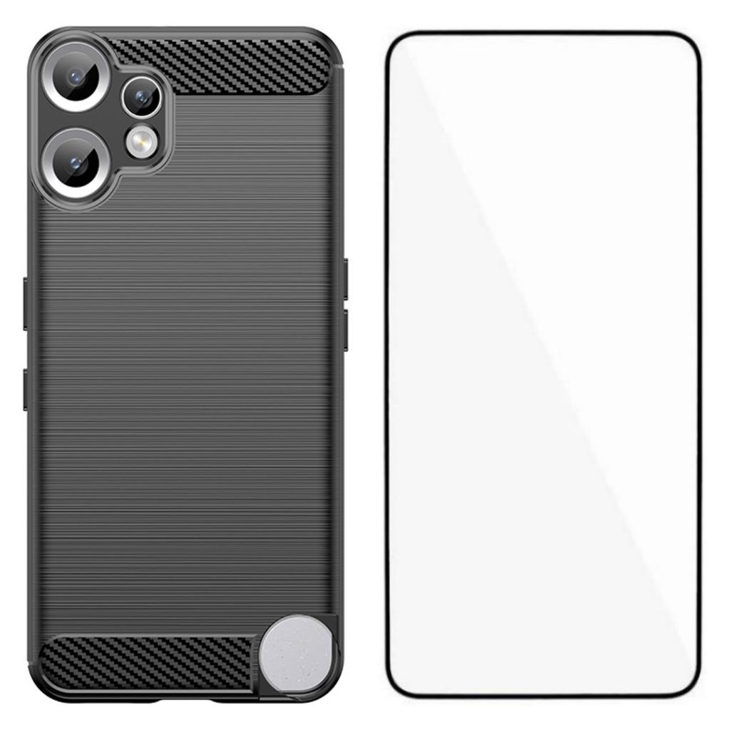 For Nothing CMF Phone 2 Pro Case with Tempered Glass WANLONFENG LS Series Brushed Texture TPU Phone Cover