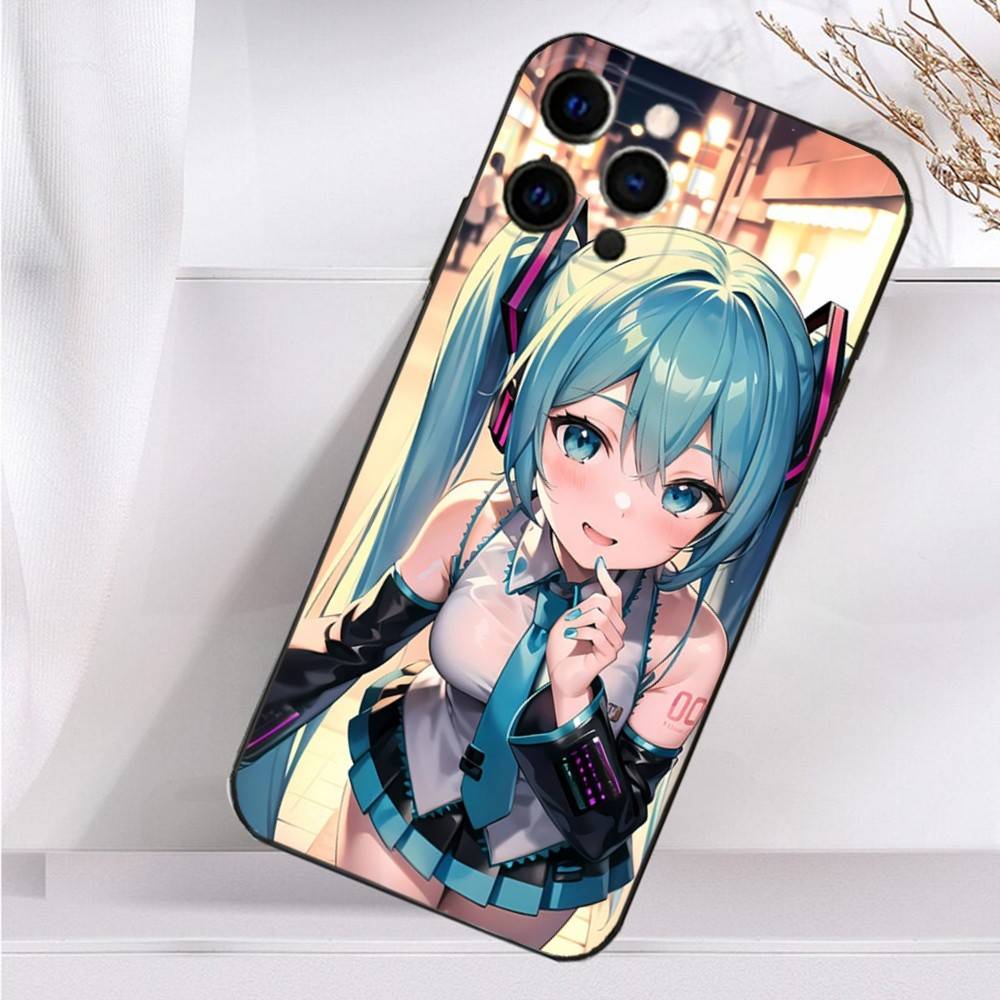 Cute H-Hatsune M-Mikus Phone Case For iPhone 16,15,14,13,12,11 Plus,Pro Max,XS,X,XR,SE,Mini,8,7 Soft Silicone Black Cover