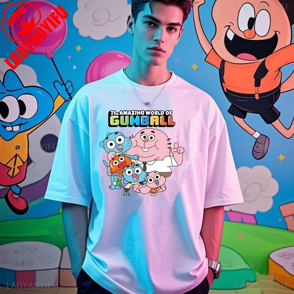The Amazing World of Gumball Gumball and Darwin Summer Unisex Loose Harajuku Breathable Camisetas High Quality Loose T Shirt