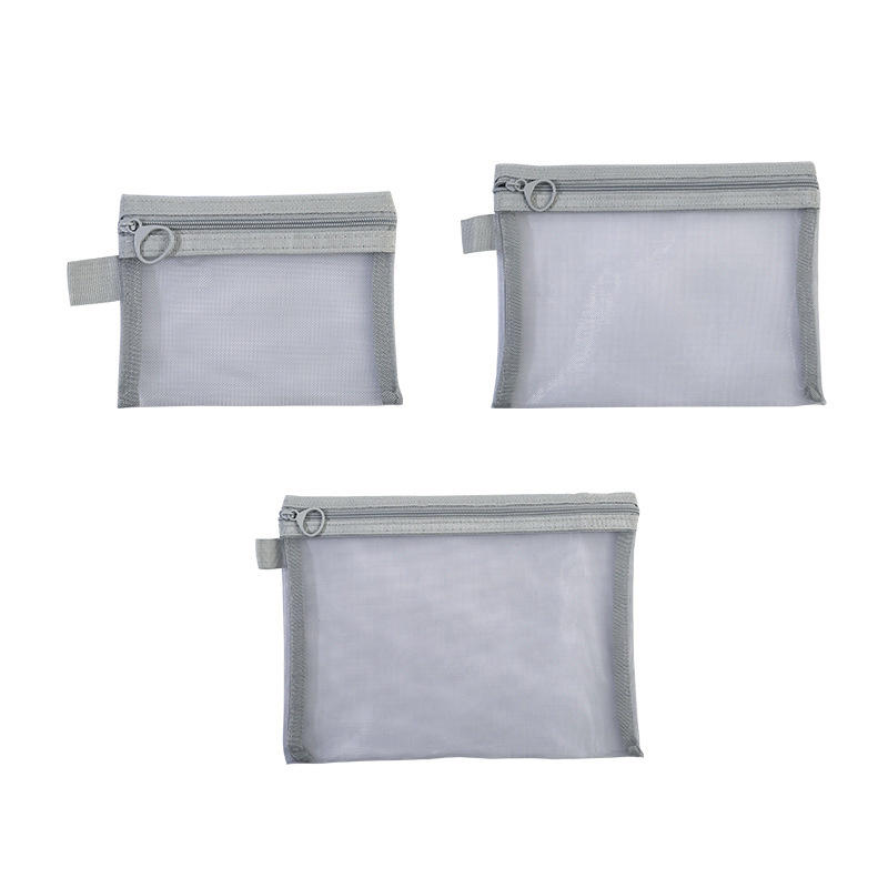3pcs/set Transparent Mesh Zipper Cosmetic Bag Women Necessary Organizer Fashion Small Large Black Toiletry Makeup Pouch Case