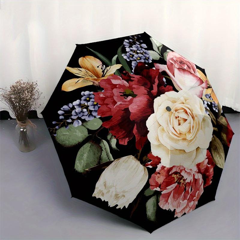 Floral Bouquet themed Eight rib Automatic Folding umbrella Is Suitable for Both Men and Women, Making It A Perfect Christmas and Valentine's